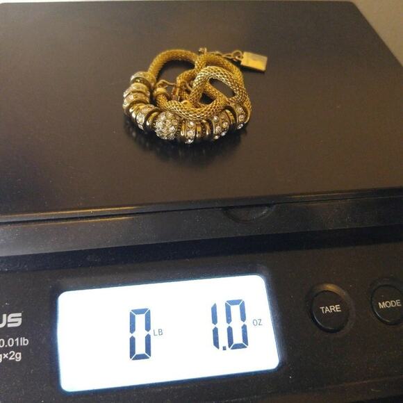 ANNE KLEIN Necklace Gold Tone Metal Mesh Chain, Silver Charms, 19 Inches - Picture 11 of 11